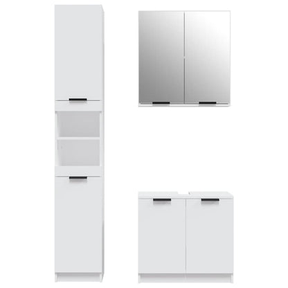 3 Piece Bathroom Cabinet Set White Engineered Wood