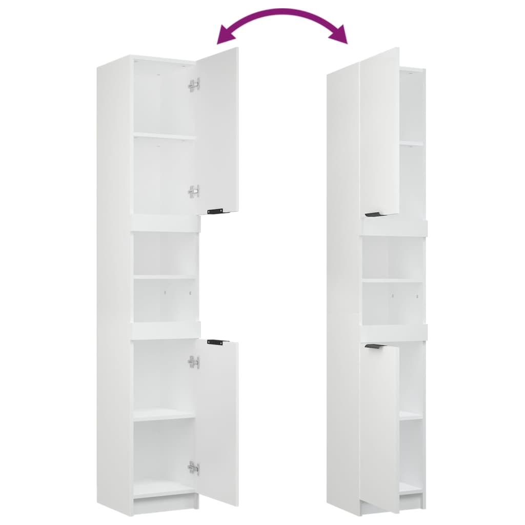 3 Piece Bathroom Cabinet Set White Engineered Wood