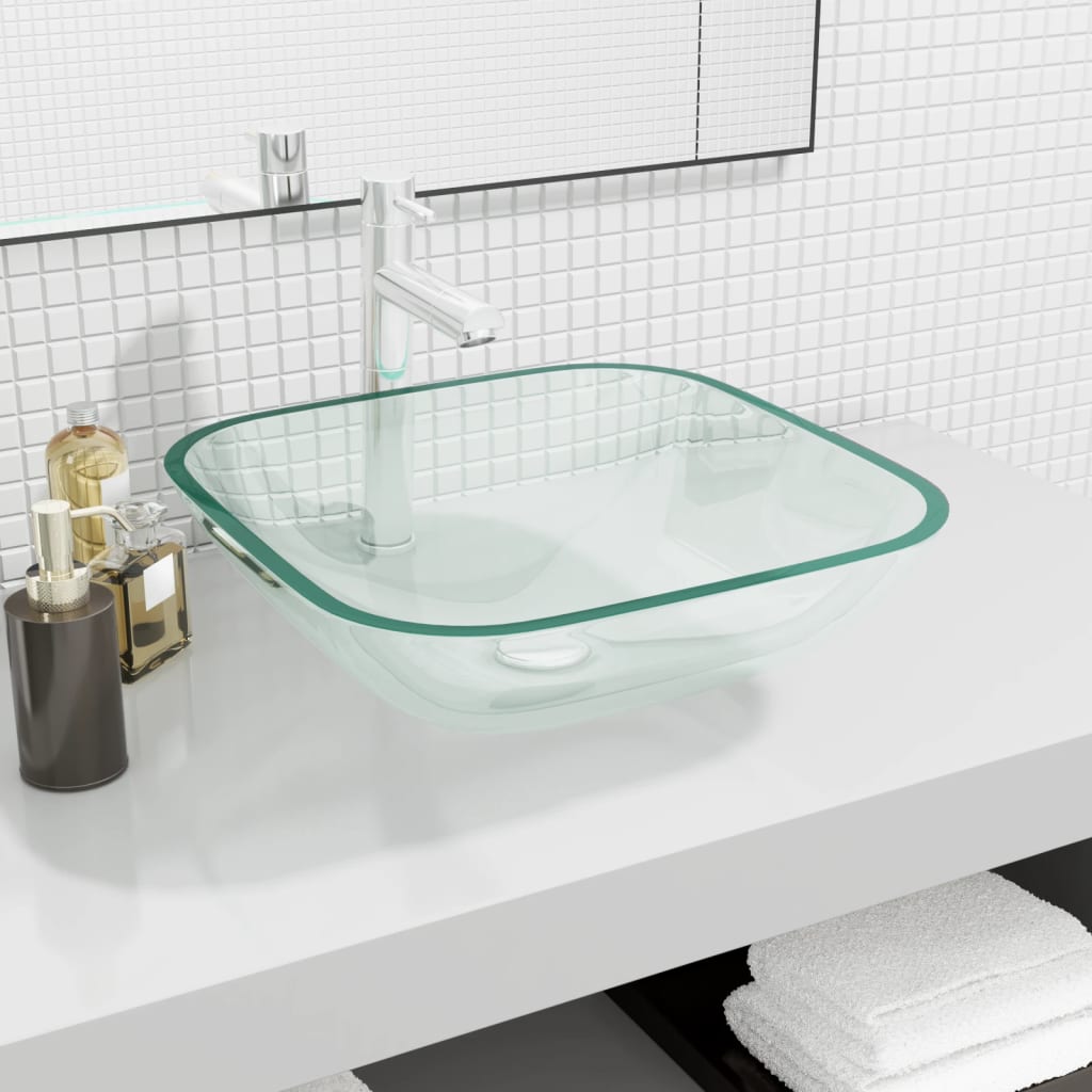 Square Glass Basin with Rounded Base - Bend