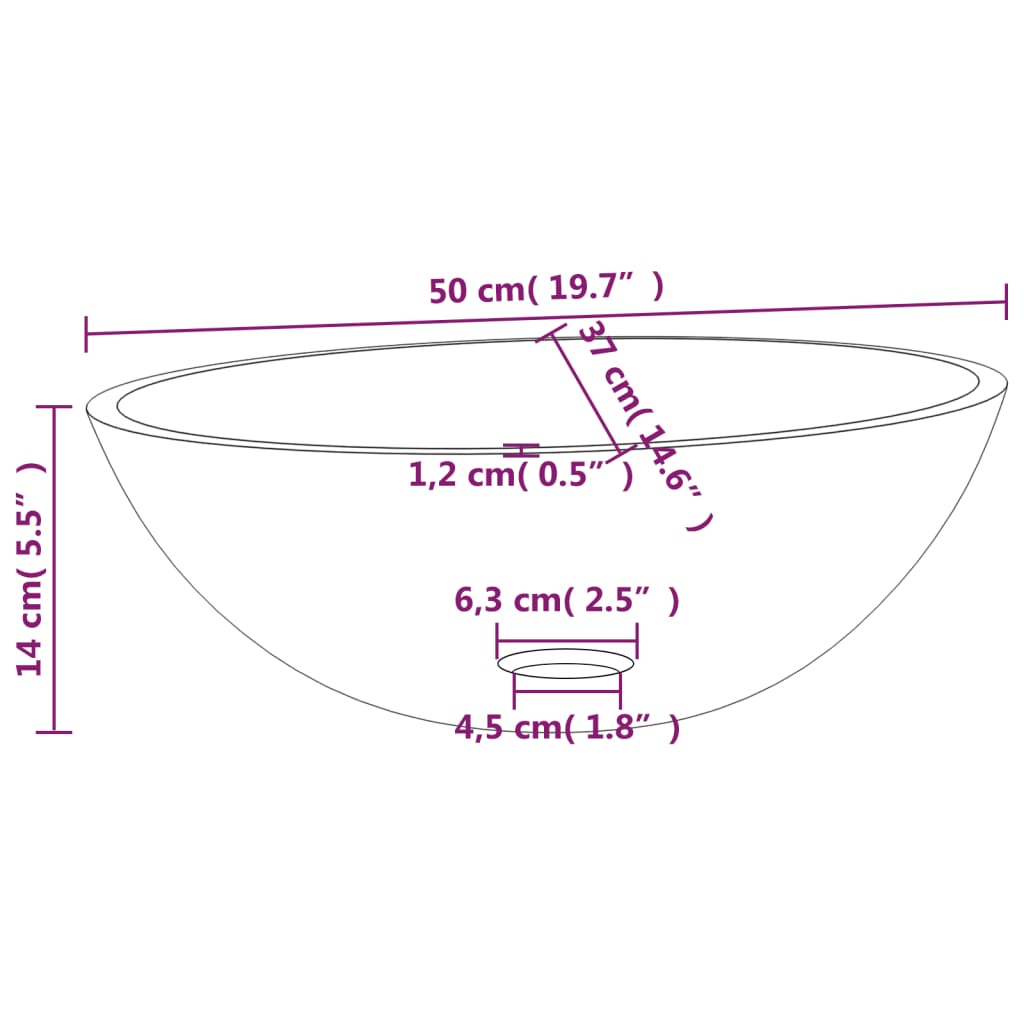 Basin Glass 50x37x14 cm Transparent - Bend