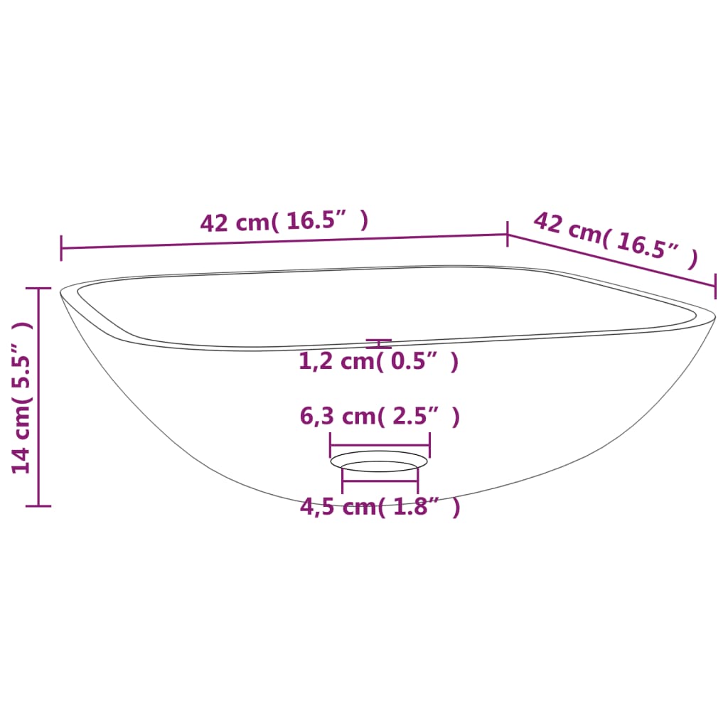 Square Glass Basin with Rounded Base - Bend