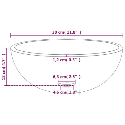 Basin Tempered Glass 30x12 cm White