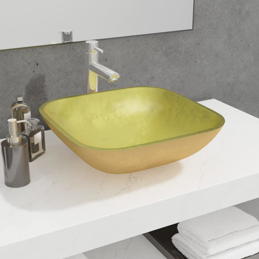 Square Glass Basin with Rounded Base - Bend