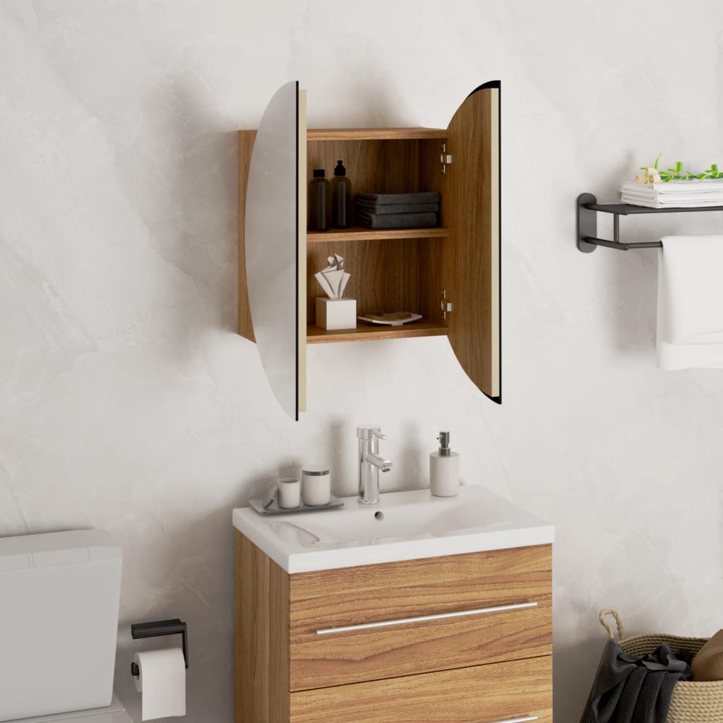 Bathroom Cabinet with Round Mirror & LED - Bend