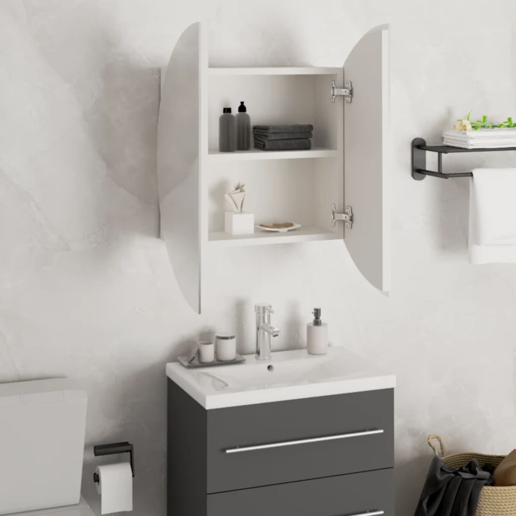 Bathroom Cabinet with Round Mirror & LED - Bend