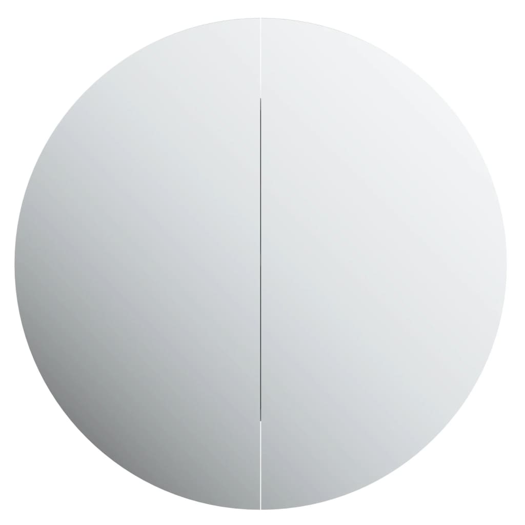 Bathroom Cabinet with Round Mirror&LED Black 47x47x17.5 cm