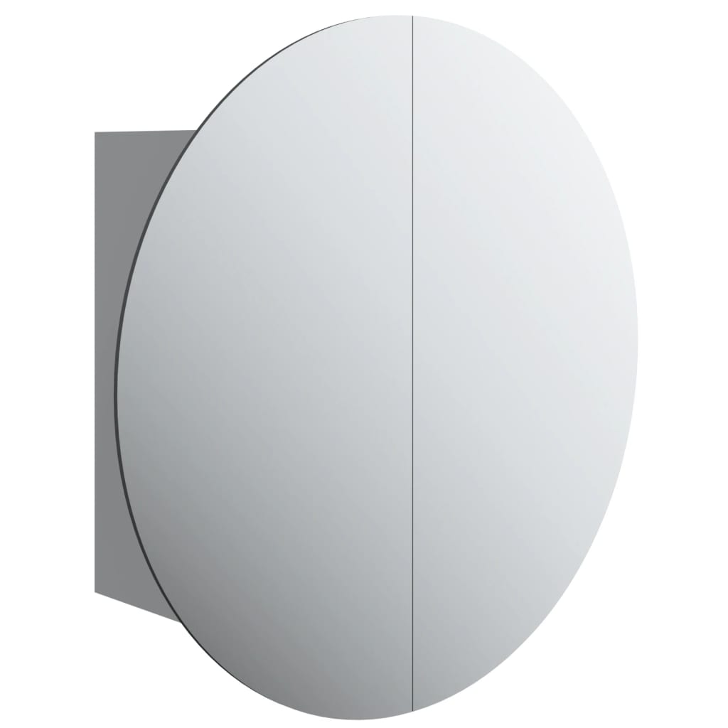 Bathroom Cabinet with Round Mirror&LED Grey 47x47x17.5 cm - Bend