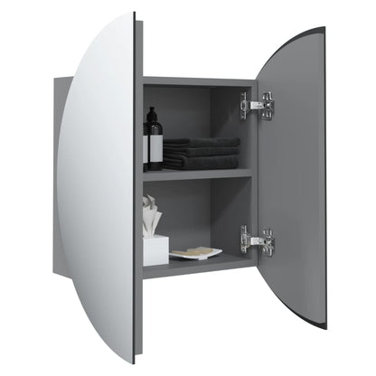 Bathroom Cabinet with Round Mirror&LED Grey 47x47x17.5 cm - Bend