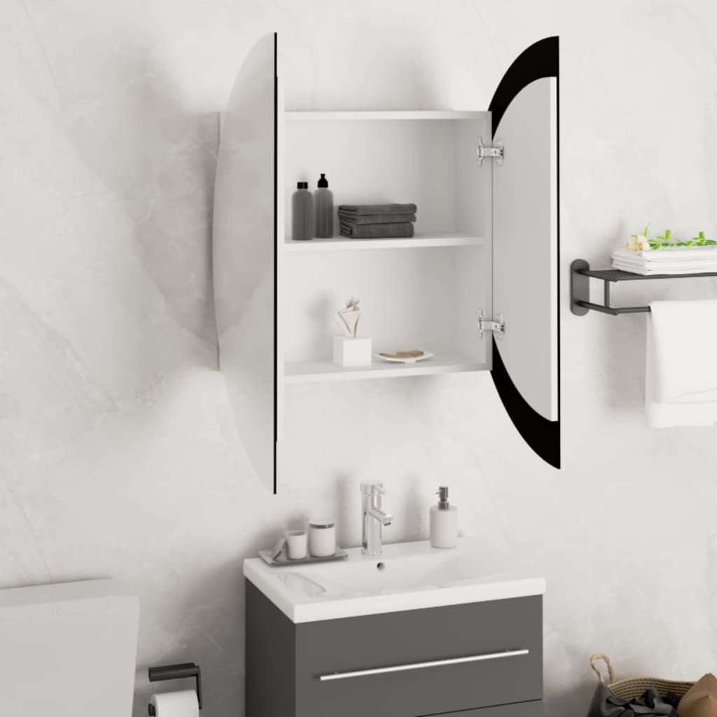 Bathroom Cabinet with Round Mirror & LED - Bend