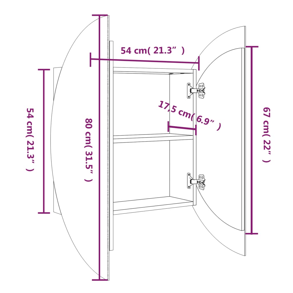 Bathroom Cabinet with Round Mirror & LED - Bend