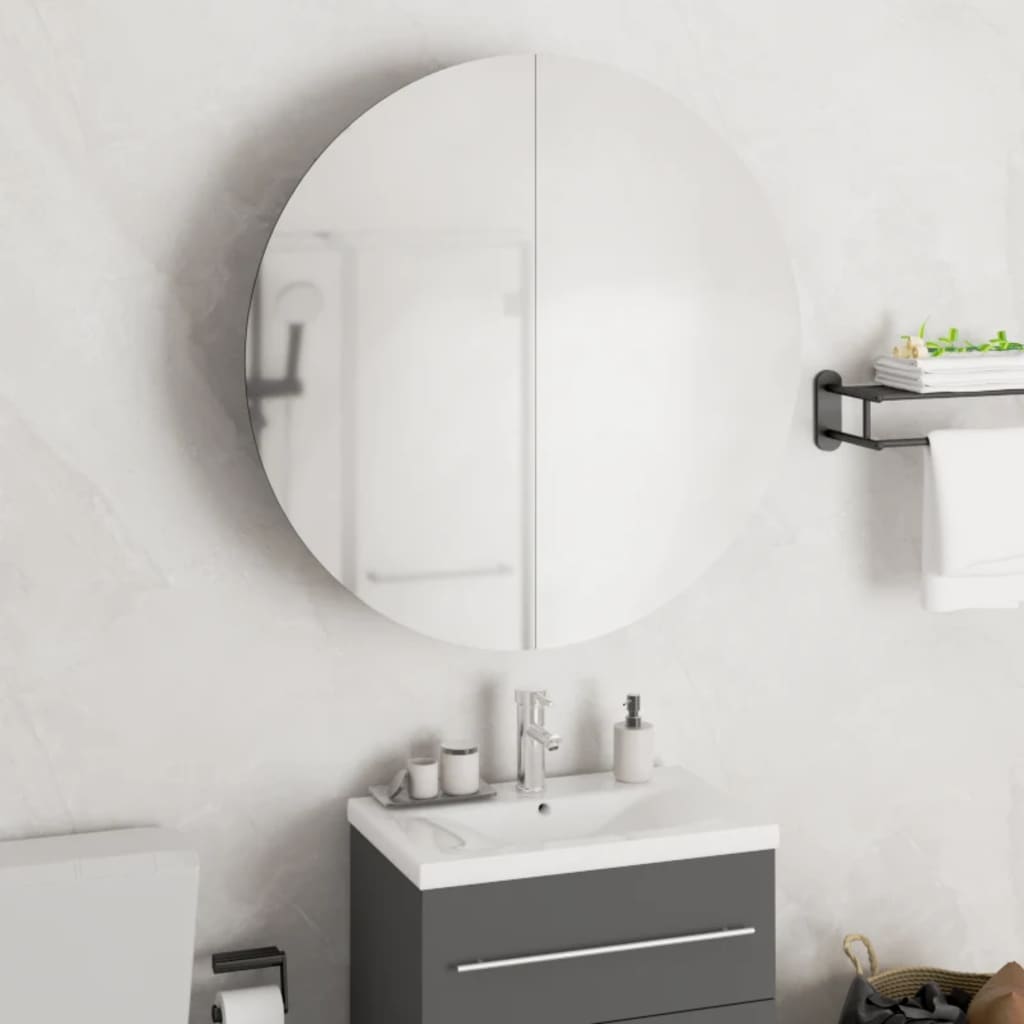 Bathroom Cabinet with Round Mirror & LED - Bend