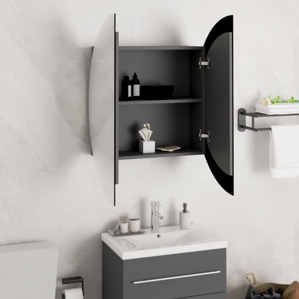 Bathroom Cabinet with Round Mirror & LED - Bend