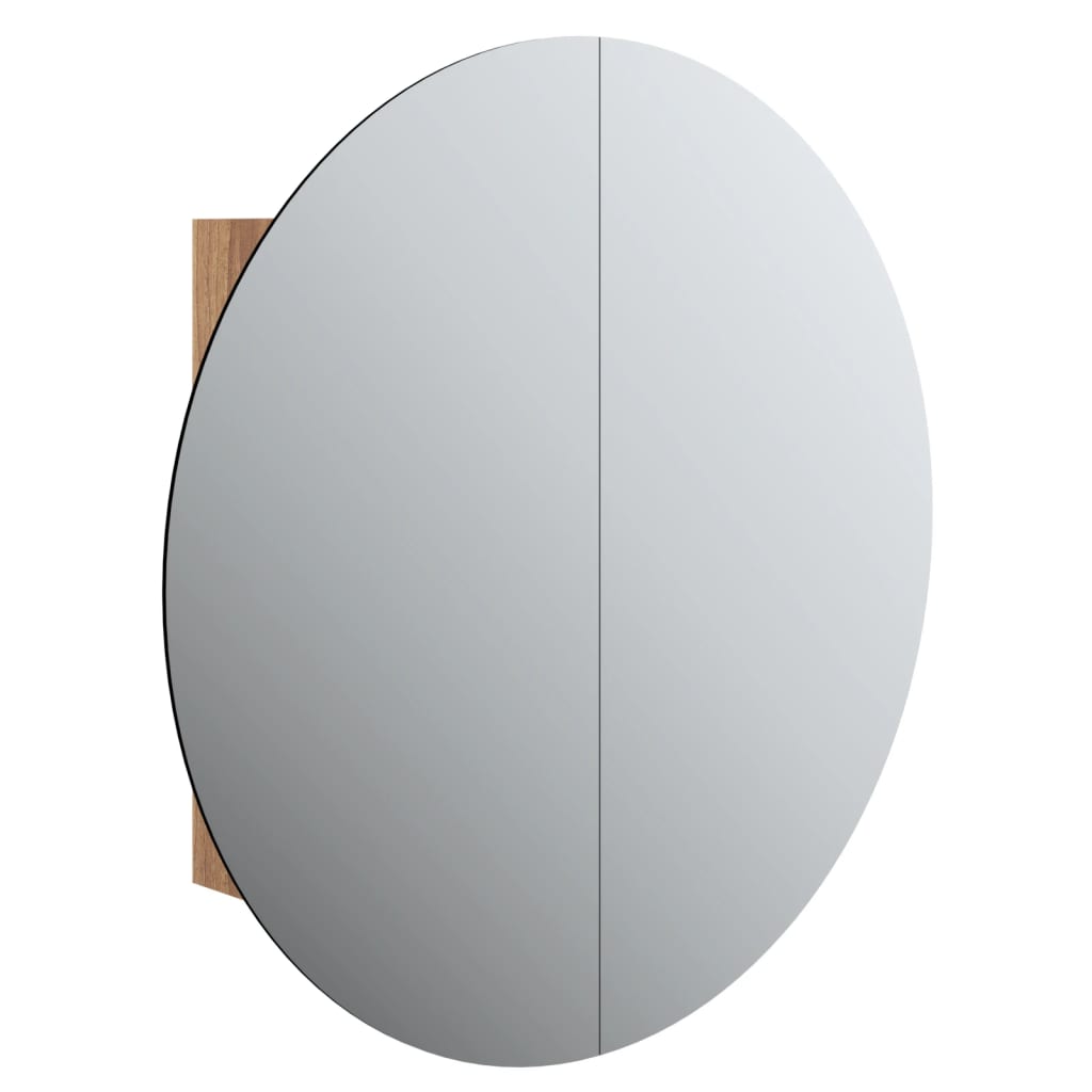 Bathroom Cabinet with Round Mirror&LED Oak 54x54x17.5 cm - Bend