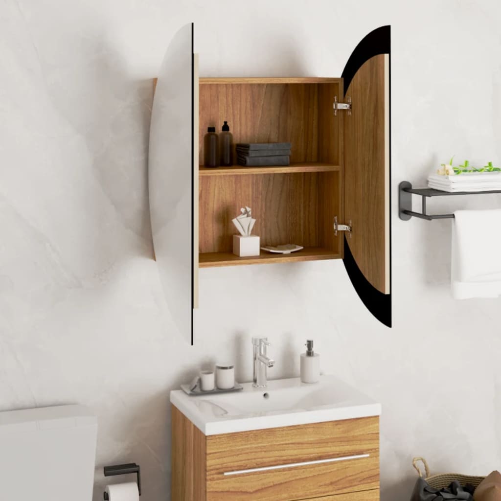 Bathroom Cabinet with Round Mirror & LED - Bend