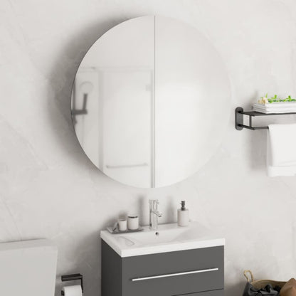 Bathroom Cabinet with Round Mirror&LED Oak 54x54x17.5 cm - Bend