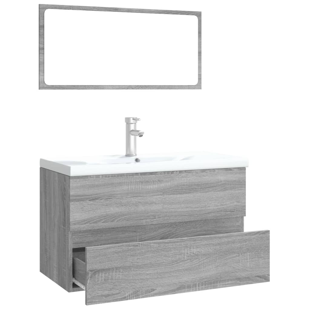 Bathroom Furniture Set Grey Sonoma Engineered Wood