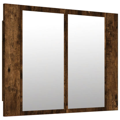 LED Mirror Cabinet Smoked Oak 60x12x45 cm Engineered Wood