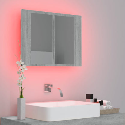 LED Mirror Cabinet Grey Sonoma 60x12x45 cm Engineered Wood - Bend