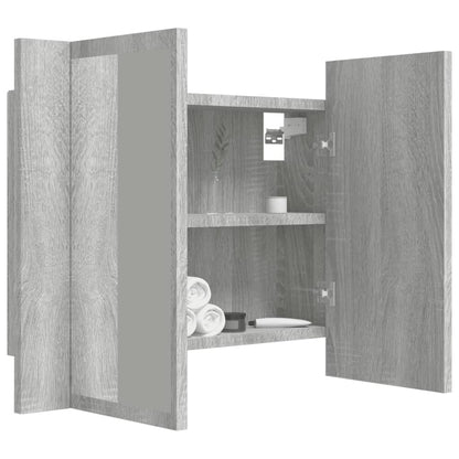 LED Mirror Cabinet Grey Sonoma 60x12x45 cm Engineered Wood - Bend