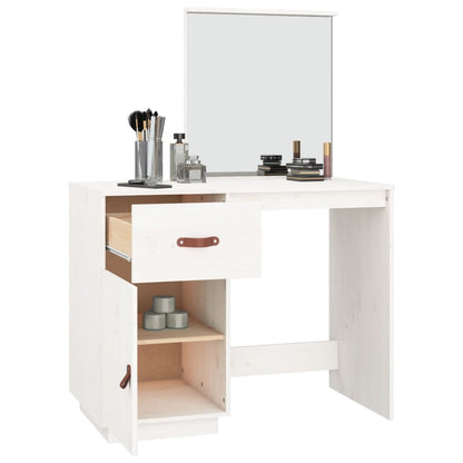 Dressing Table White 95x50x134 cm Solid Wood Pine