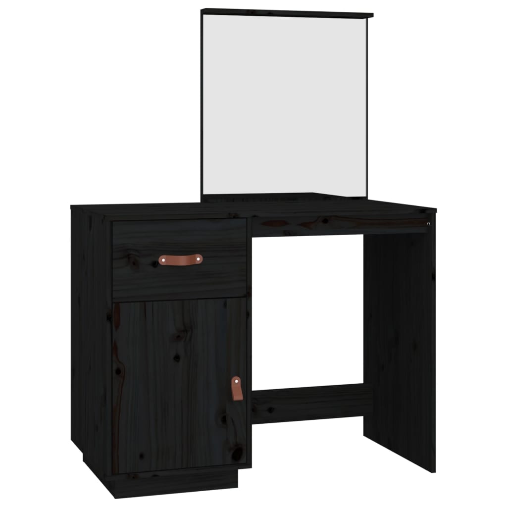 Dressing Table Black 95x50x134 cm Solid Wood Pine