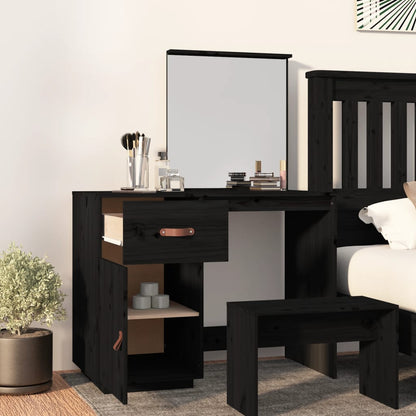 Dressing Table Black 95x50x134 cm Solid Wood Pine