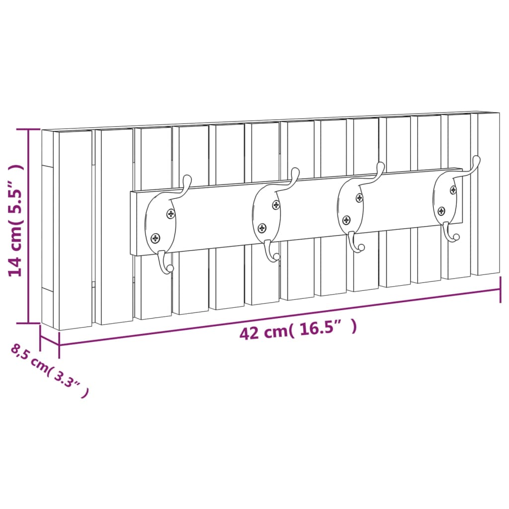 Wall Hanger 42x8.5x14 cm Solid Wood Walnut - Bend