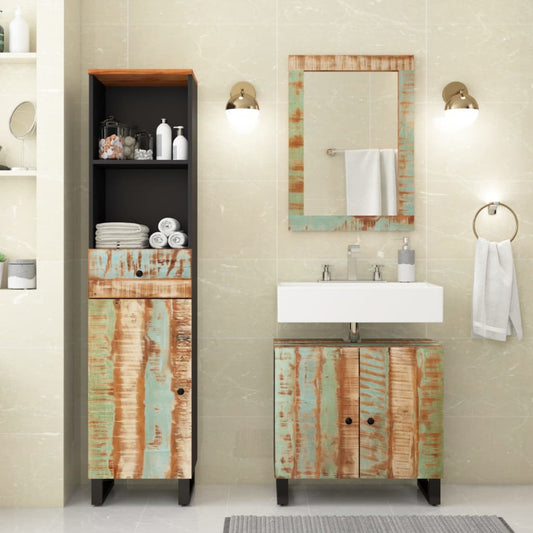 3 Piece Bathroom Furniture Set Solid Wood Reclaimed