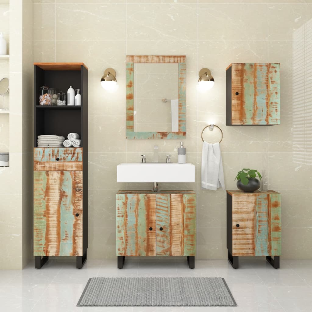 5 Piece Bathroom Furniture Set Solid Wood Reclaimed