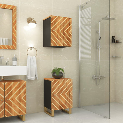 Bathroom Wall Cabinet Brown and Black Solid Wood Mango - Bend