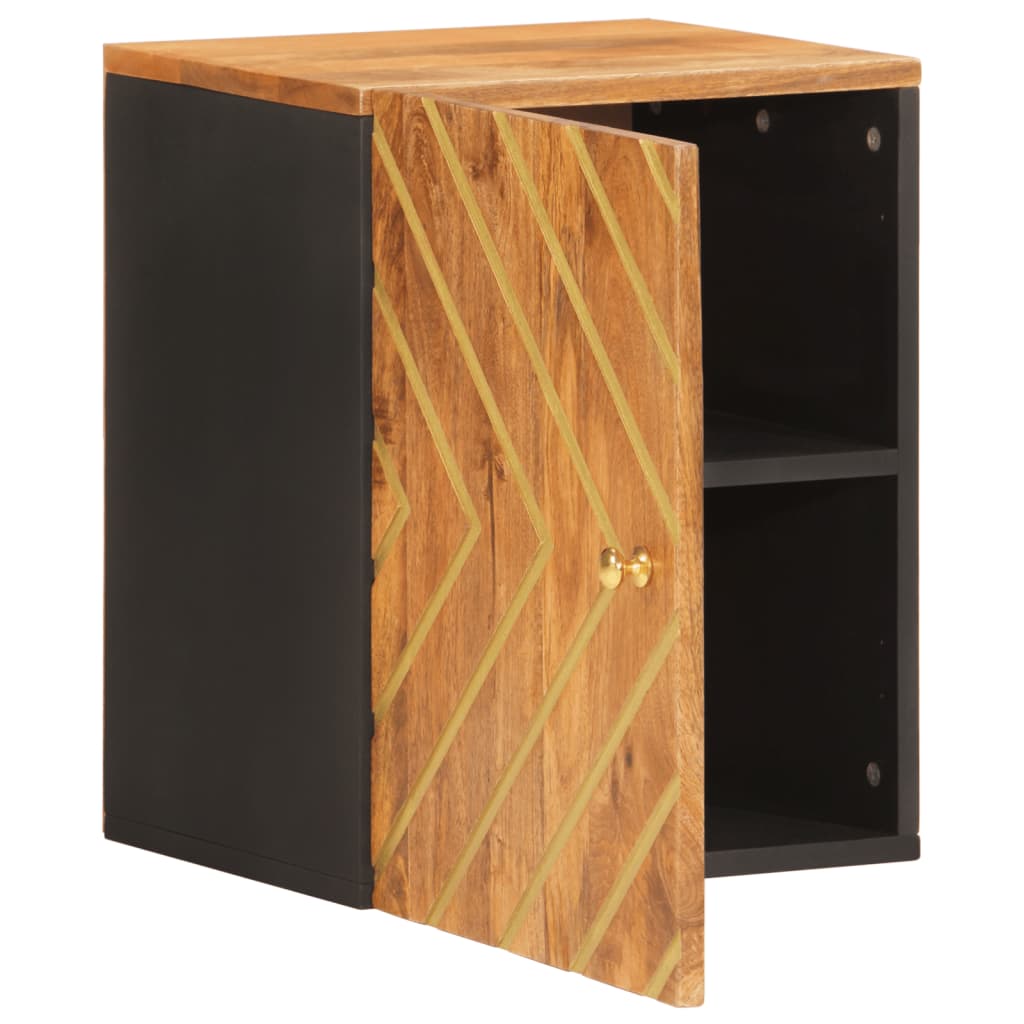 Bathroom Wall Cabinet Brown and Black Solid Wood Mango - Bend