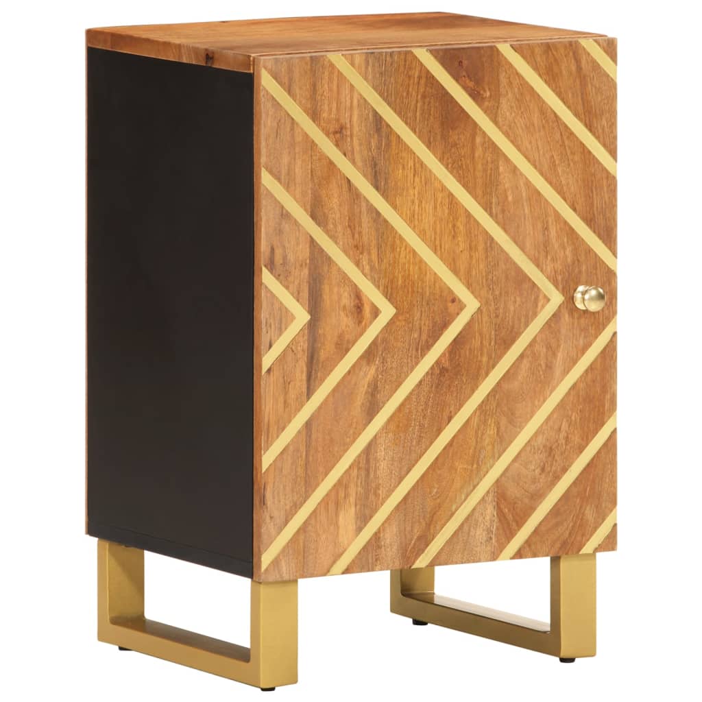 Mango Wood Bathroom Storage Cabinet in Brown and Black - Bend