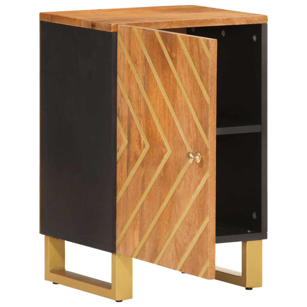 Mango Wood Bathroom Storage Cabinet in Brown and Black - Bend