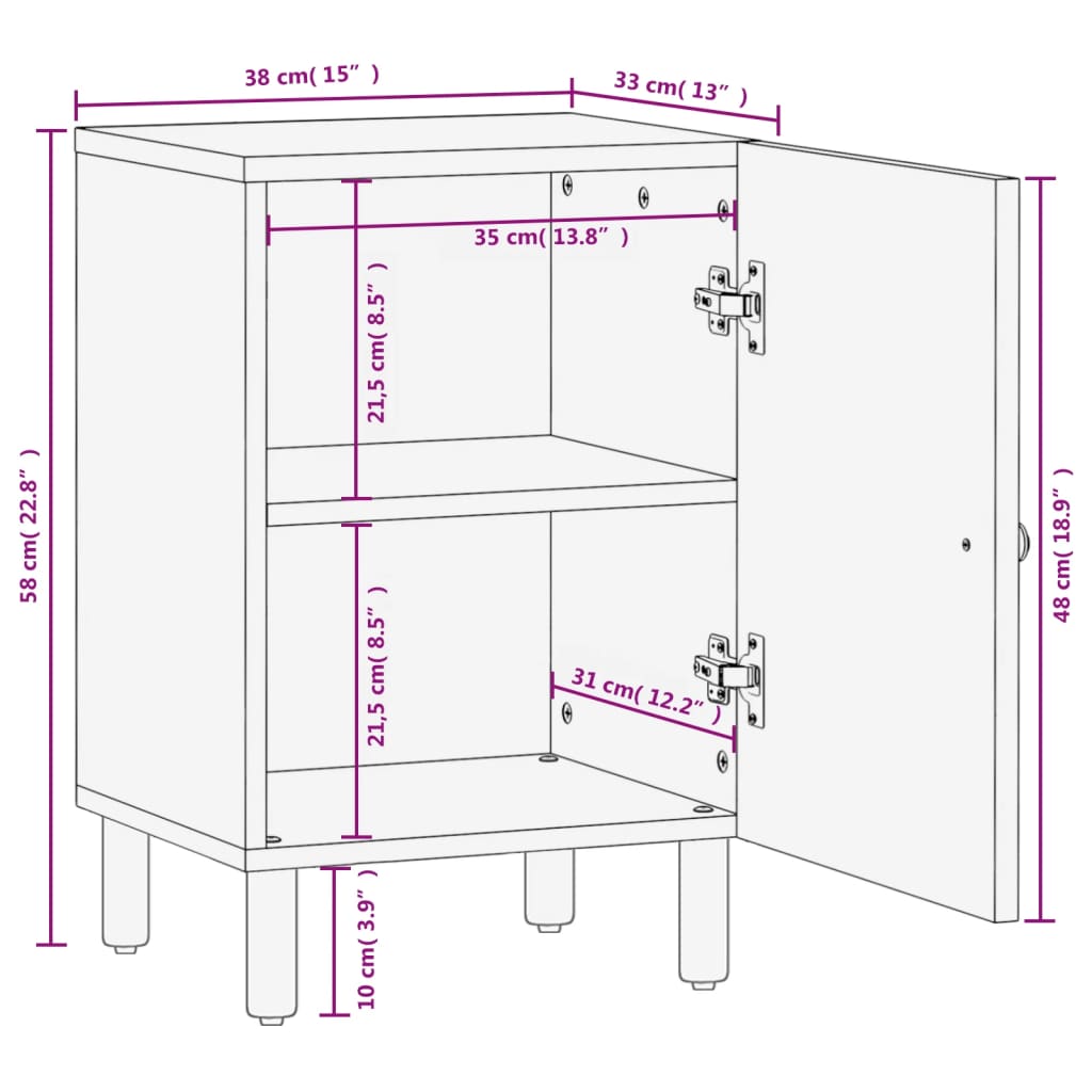 Black Mango Wood Bathroom Storage Cabinet - Bend