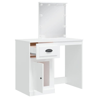 Dressing Table with LED Lights White 90x42x132.5 cm