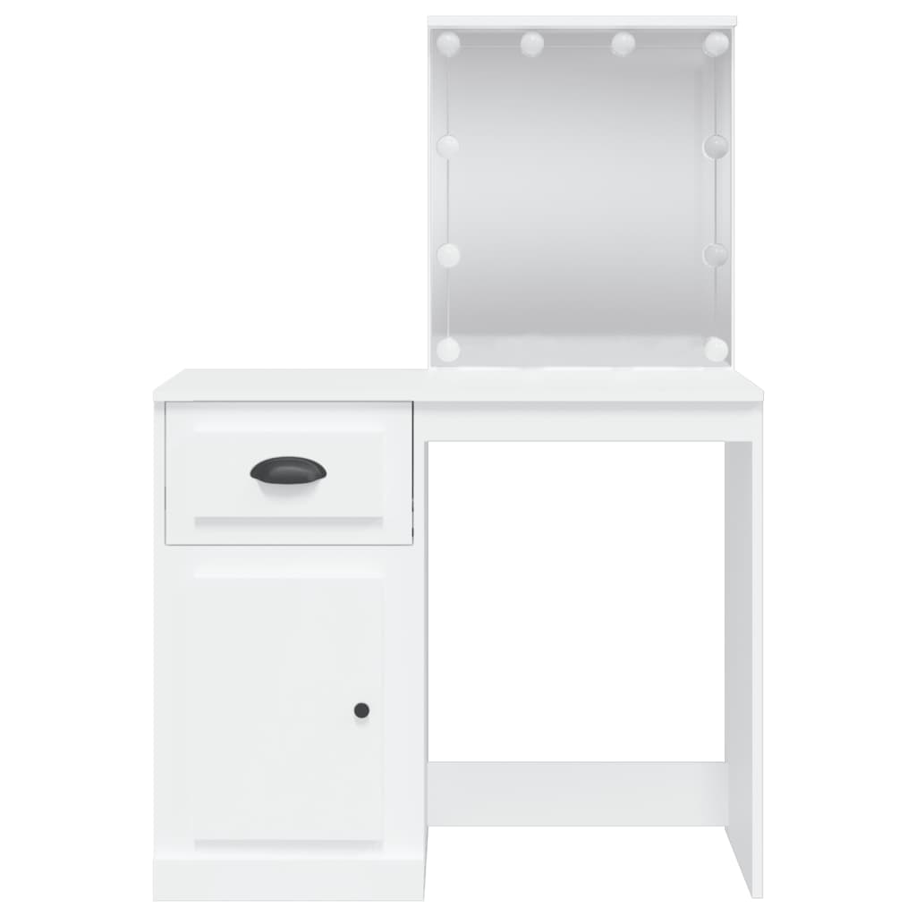 Dressing Table with LED Lights White 90x42x132.5 cm