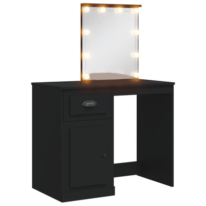 Dressing Table with LED Lights Black 90x42x132.5 cm - Bend