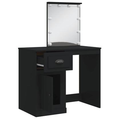 Dressing Table with LED Lights Black 90x42x132.5 cm - Bend