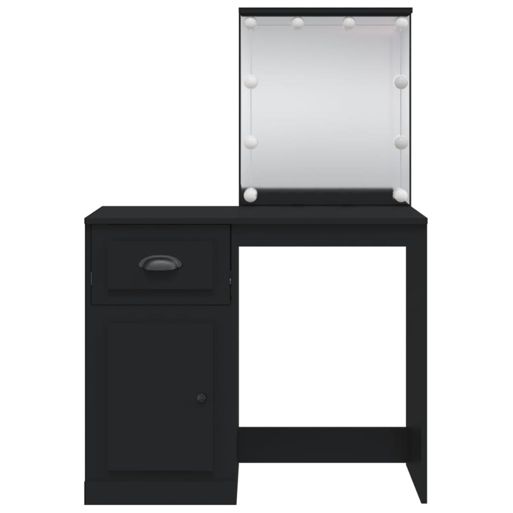 Dressing Table with LED Lights Black 90x42x132.5 cm - Bend