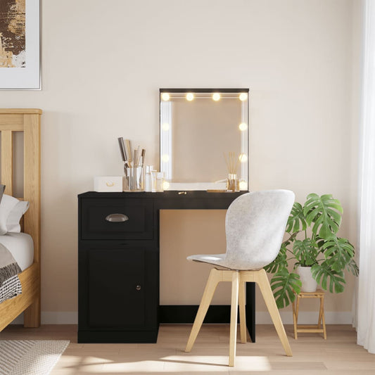 Dressing Table with LED Lights Black 90x42x132.5 cm - Bend