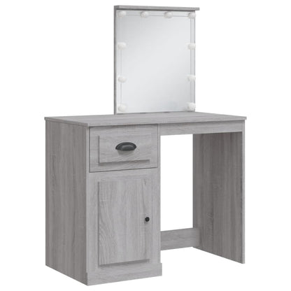 Dressing Table with LED Lights Grey Sonoma 90x42x132.5 cm - Bend