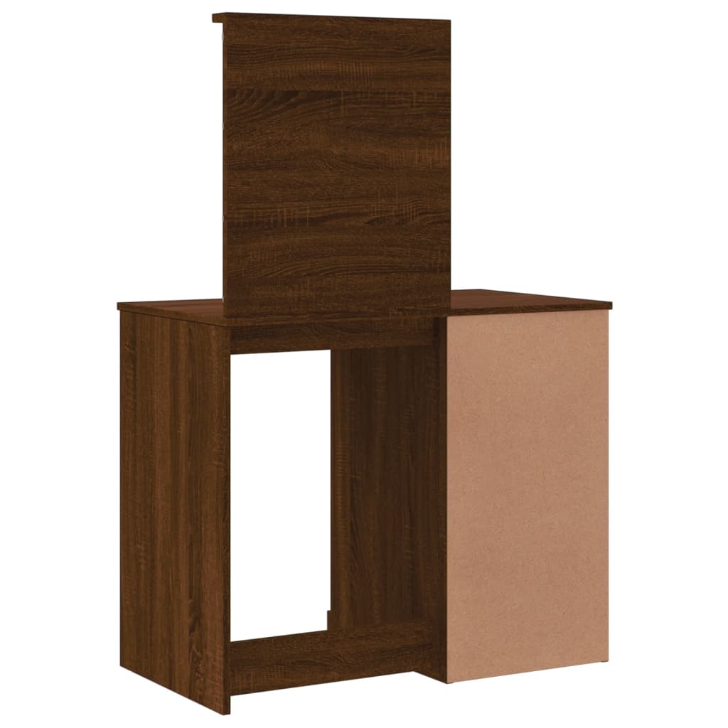 Dressing Table with LED Lights Brown Oak 90x42x132.5 cm - Bend