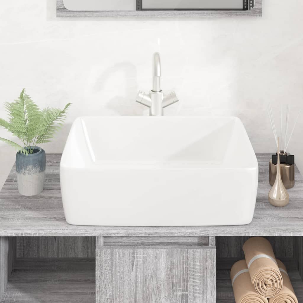 Wash Basin White 48x37x13 cm Ceramic Rectangle - Bend