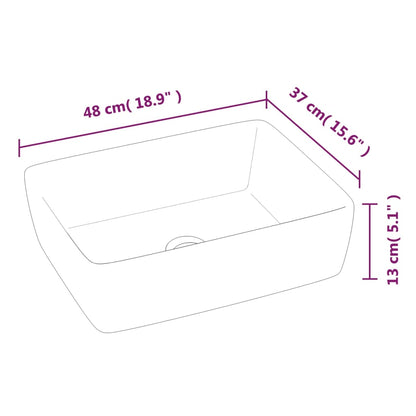 Wash Basin White 48x37x13 cm Ceramic Rectangle - Bend