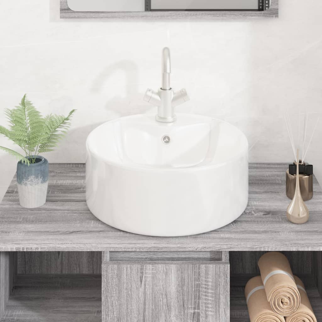 Wash Basin White 40x14.5 cm Ceramic Round - Bend