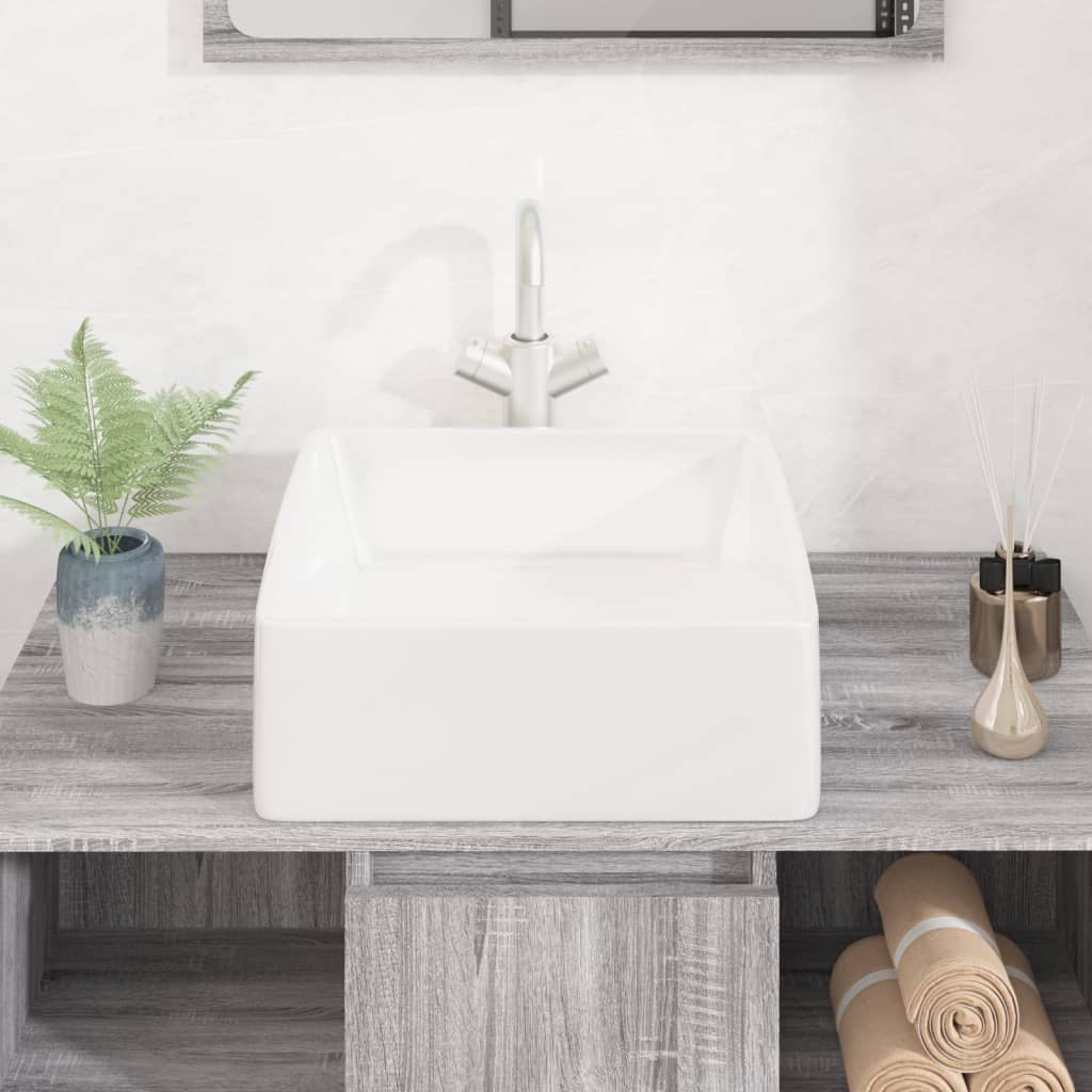 Wash Basin White 37x37x13 cm Ceramic Square - Bend