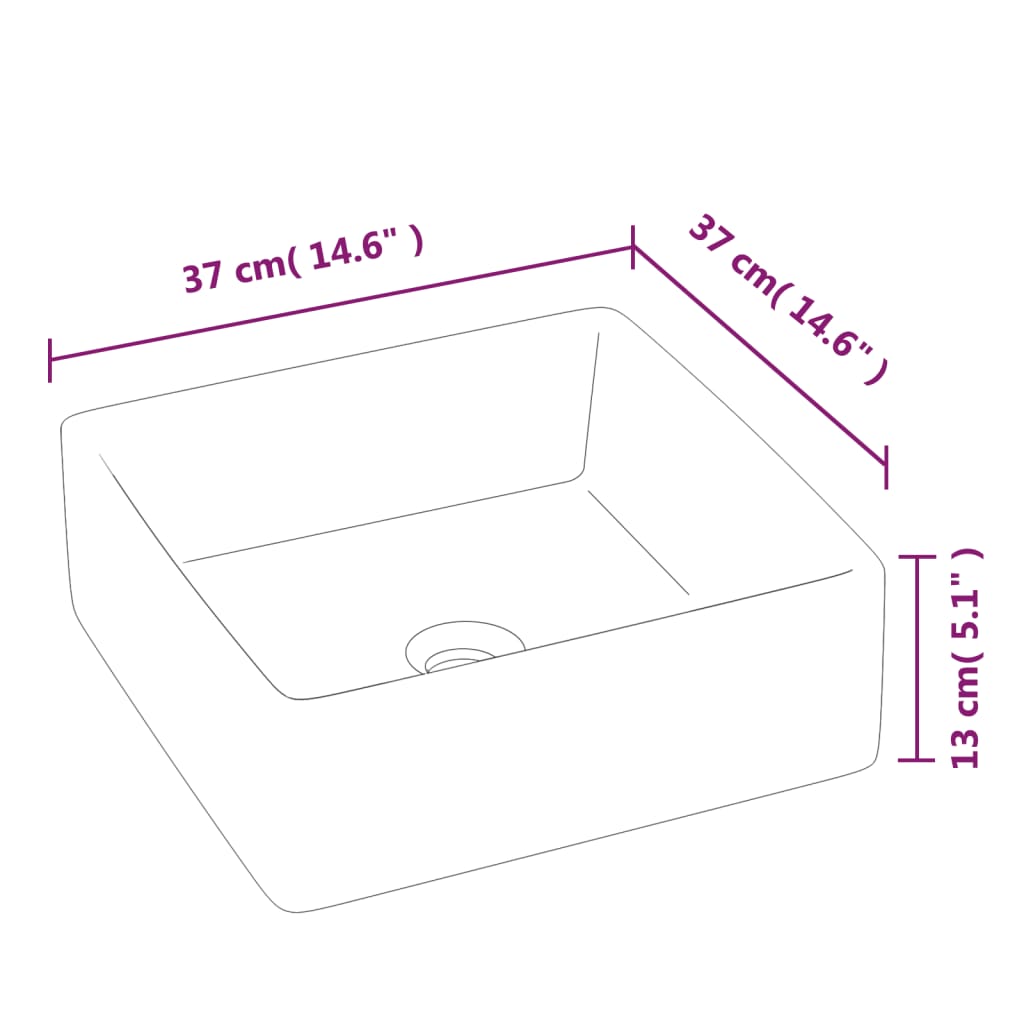 Wash Basin White 37x37x13 cm Ceramic Square - Bend