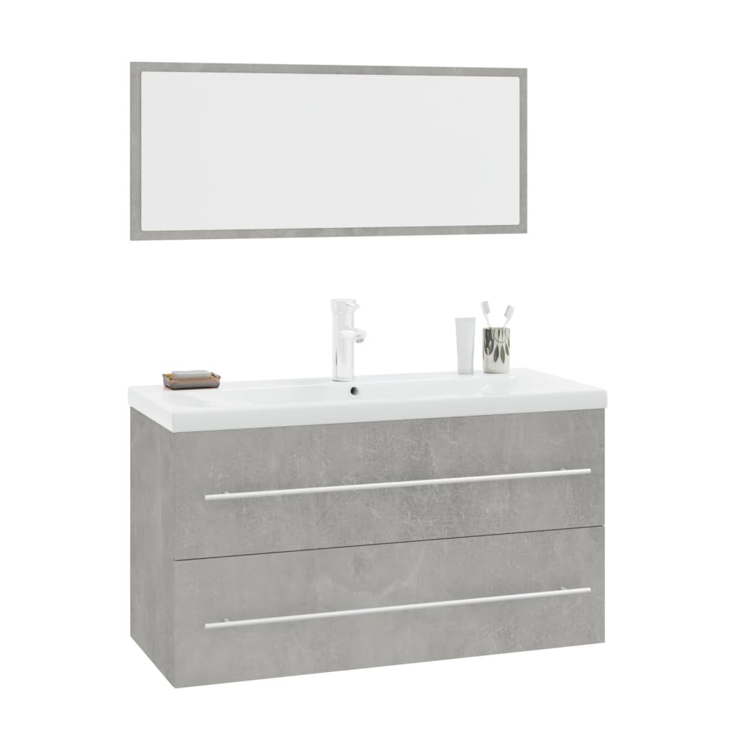 3 Piece Bathroom Furniture Set Concrete Grey