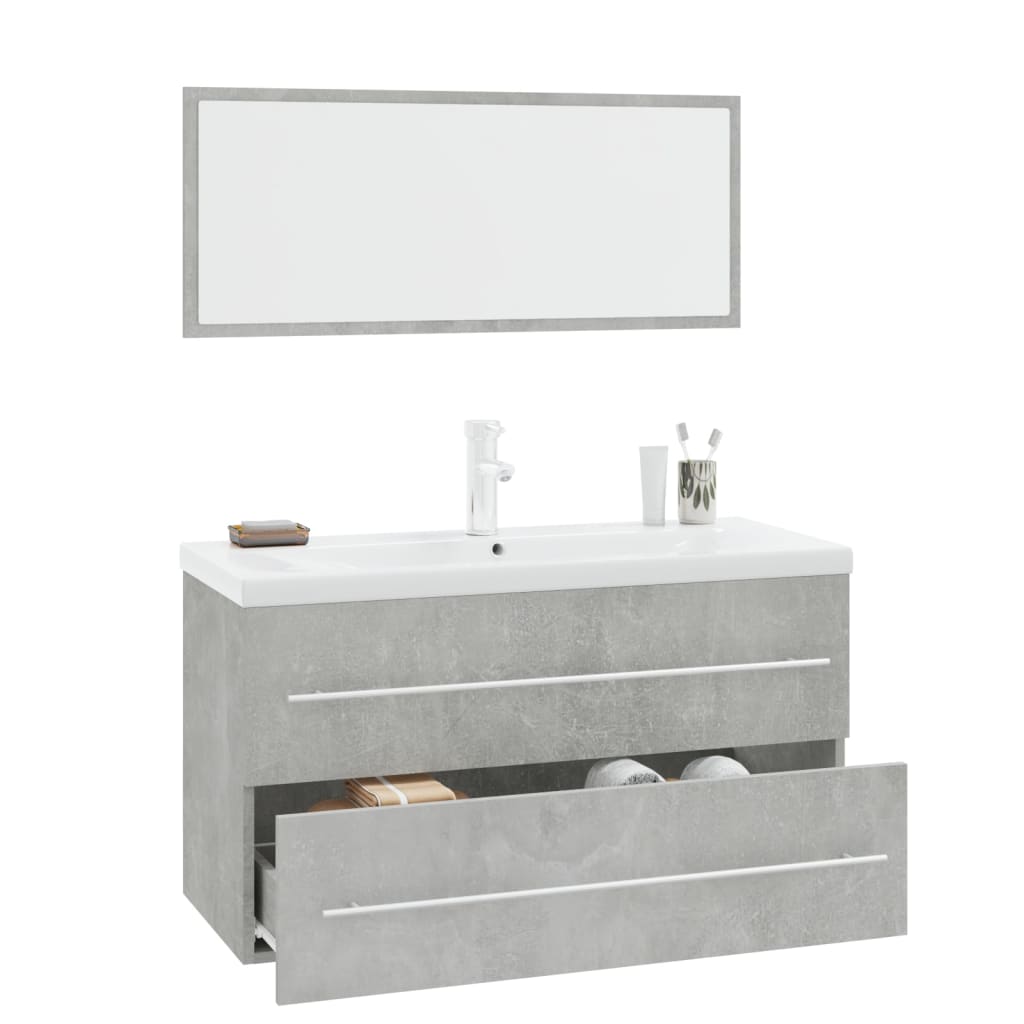 3 Piece Bathroom Furniture Set Concrete Grey