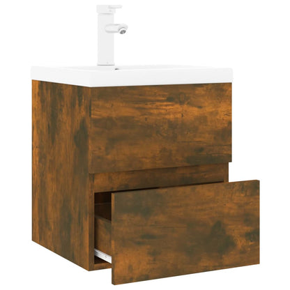 Sink Cabinet with Built-in Basin Smoked Oak Engineered Wood - Bend